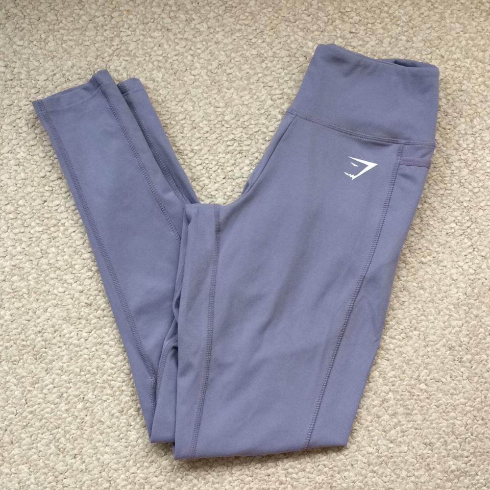 Gymshark Blue Grey Workout Leggings Side Pockets Size S